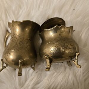 Vintage Brass Sugar and Creamer Set